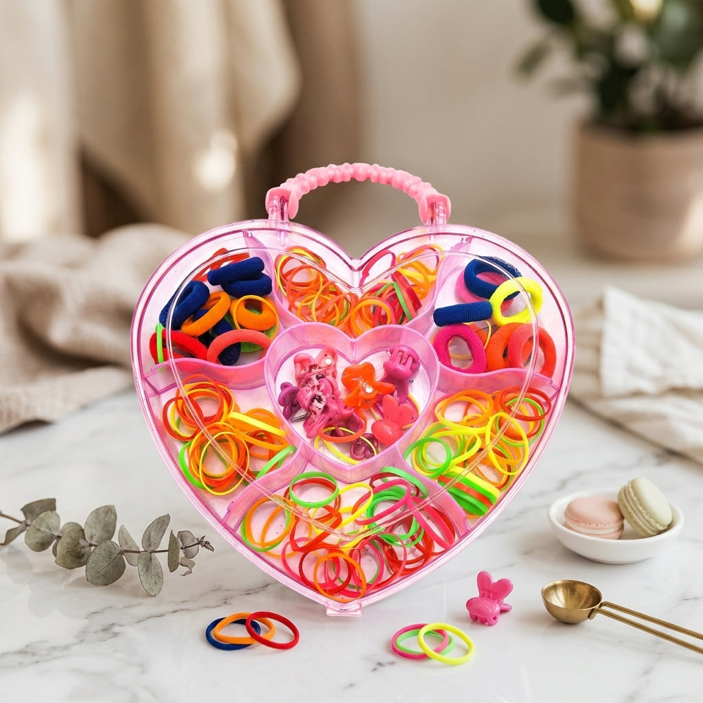 girls hair accessories set / girls hair accessories box/ girls ponies rubber bands and catchers/ hair accessories